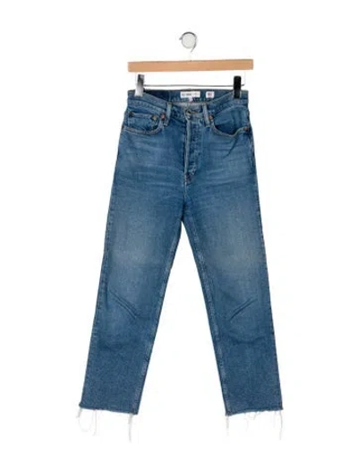 Pre-owned Re/done Mid-rise Straight Leg Jeans In Blue
