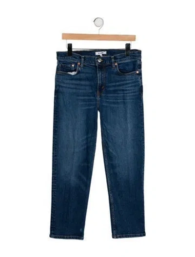 Pre-owned Re/done Mid-rise Straight Leg Jeans In Blue
