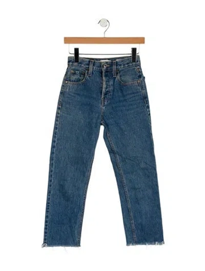 Pre-owned Re/done Mid-rise Straight Leg Jeans In Blue