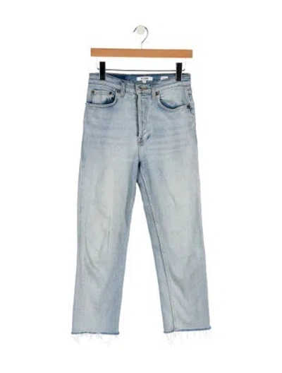 Pre-owned Re/done Mid-rise Straight Leg Jeans In Blue