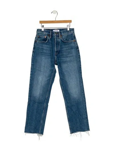 Pre-owned Re/done Mid-rise Straight Leg Jeans In Blue