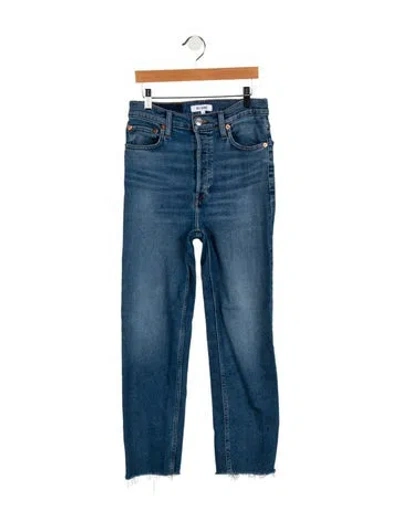 Pre-owned Re/done Mid-rise Straight Leg Jeans In Blue