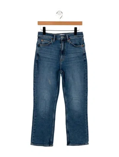 Pre-owned Re/done Mid-rise Straight Leg Jeans In Blue