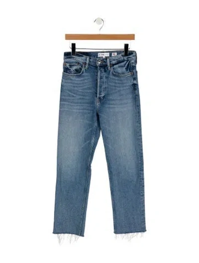 Pre-owned Re/done Mid-rise Straight Leg Jeans In Blue