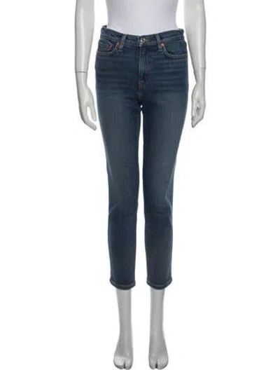 Pre-owned Re/done Mid-rise Straight Leg Jeans In Blue