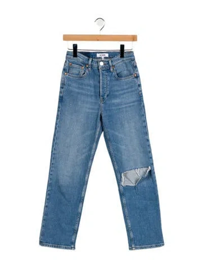 Pre-owned Re/done Mid-rise Straight Leg Jeans In Blue