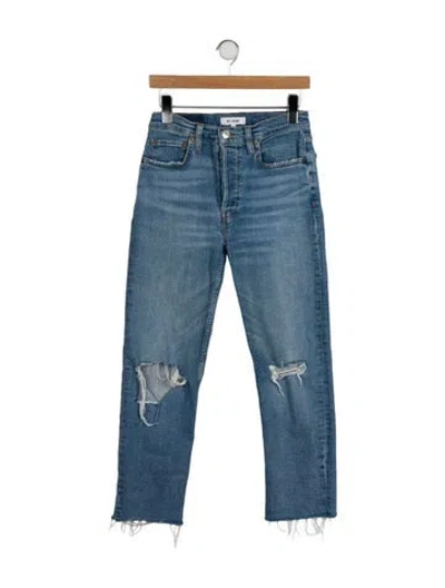Pre-owned Re/done Mid-rise Straight Leg Jeans In Blue