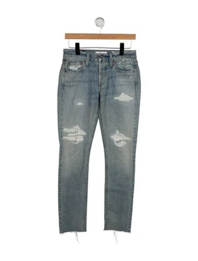 Pre-owned Re/done Mid-rise Straight Leg Jeans In Blue