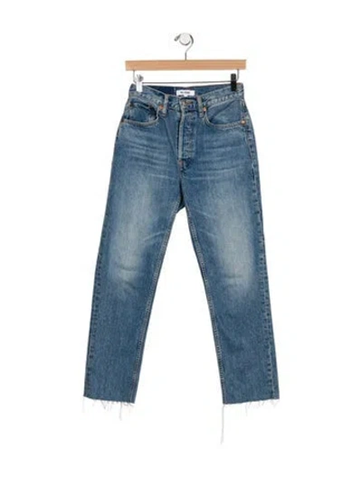 Pre-owned Re/done Mid-rise Straight Leg Jeans In Blue