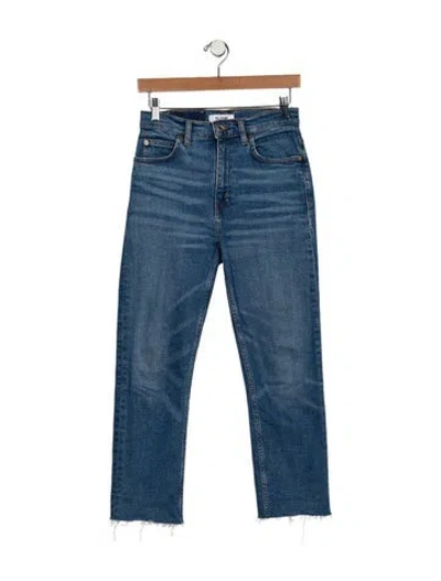 Pre-owned Re/done Mid-rise Straight Leg Jeans In Blue