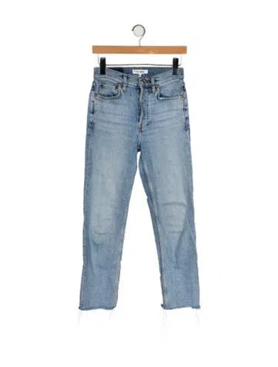 Pre-owned Re/done Mid-rise Straight Leg Jeans In Blue