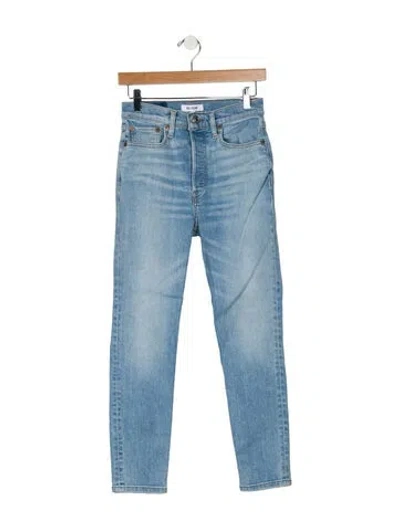 Pre-owned Re/done Mid-rise Straight Leg Jeans In Blue