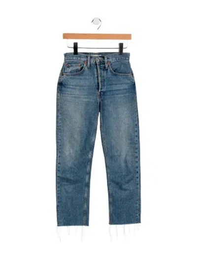 Pre-owned Re/done Mid-rise Straight Leg Jeans In Blue