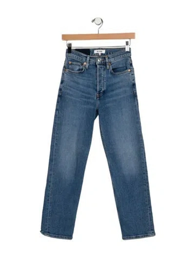 Pre-owned Re/done Mid-rise Straight Leg Jeans In Blue