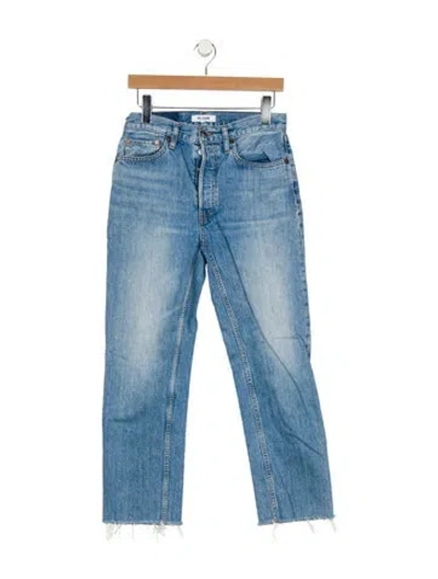 Pre-owned Re/done Mid-rise Straight Leg Jeans In Blue