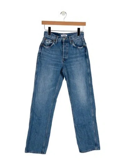 Pre-owned Re/done Mid-rise Straight Leg Jeans In Blue