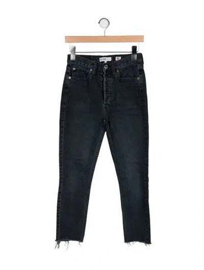Pre-owned Re/done Mid-rise Straight Leg Jeans In Blue