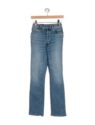 Pre-owned Re/done Mid-rise Straight Leg Jeans In Blue