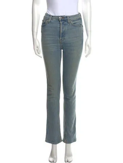 Pre-owned Re/done Mid-rise Straight Leg Jeans In Blue