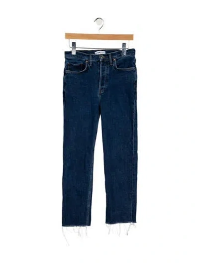 Pre-owned Re/done Mid-rise Straight Leg Jeans In Blue