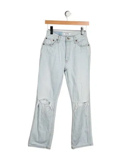 Pre-owned Re/done Mid-rise Straight Leg Jeans In Blue