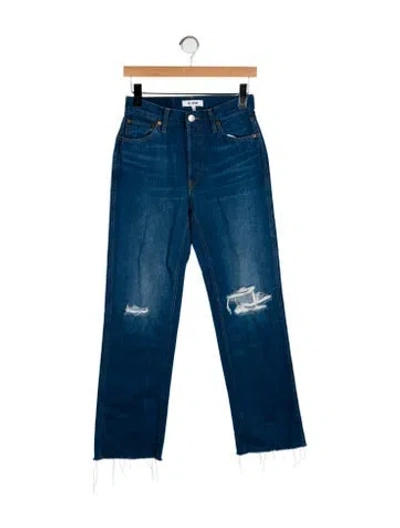 Pre-owned Re/done Mid-rise Straight Leg Jeans In Blue