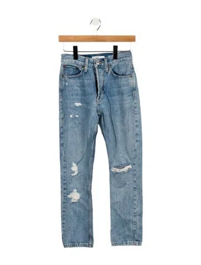 Pre-owned Re/done Mid-rise Straight Leg Jeans In Blue