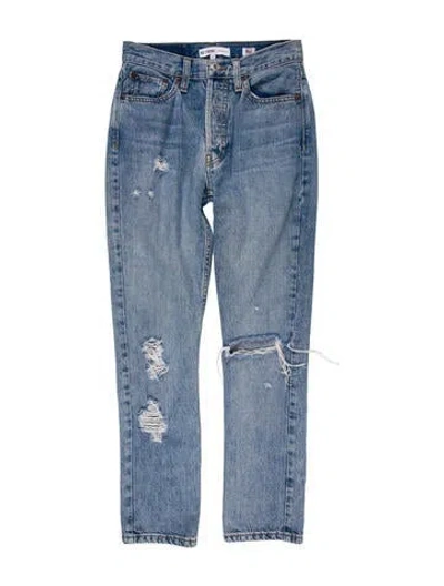 Pre-owned Re/done Mid-rise Straight Leg Jeans In Blue