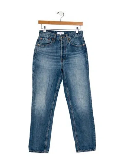 Pre-owned Re/done Mid-rise Straight Leg Jeans In Blue