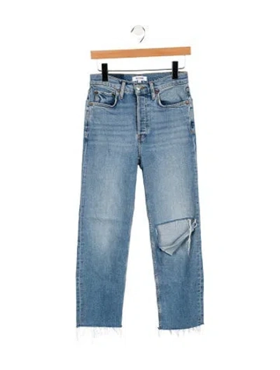 Pre-owned Re/done Mid-rise Straight Leg Jeans In Blue