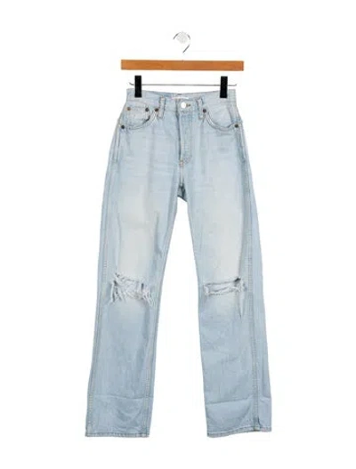 Pre-owned Re/done Mid-rise Straight Leg Jeans In Blue