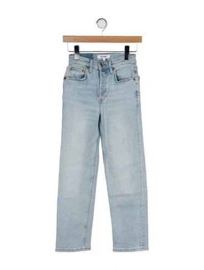 Pre-owned Re/done Mid-rise Straight Leg Jeans In Blue