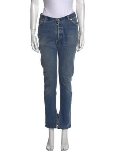 Pre-owned Re/done Mid-rise Straight Leg Jeans In Blue