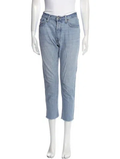 Pre-owned Re/done Mid-rise Straight Leg Jeans In Blue