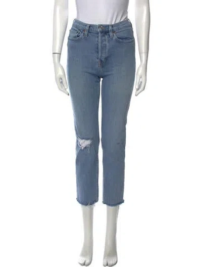 Pre-owned Re/done Mid-rise Straight Leg Jeans In Blue