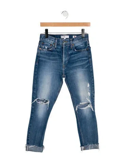 Pre-owned Re/done Mid-rise Straight Leg Jeans In Blue
