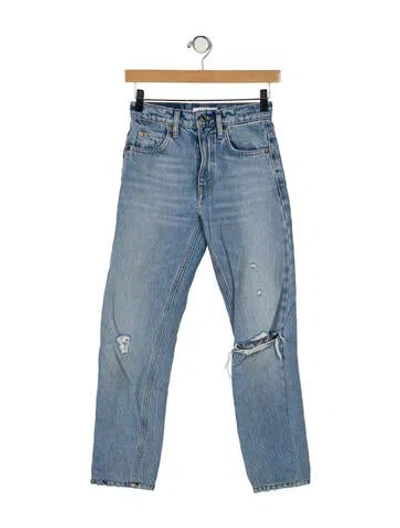 Pre-owned Re/done Mid-rise Straight Leg Jeans In Blue