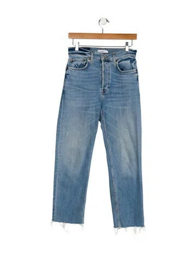 Pre-owned Re/done Mid-rise Straight Leg Jeans In Blue
