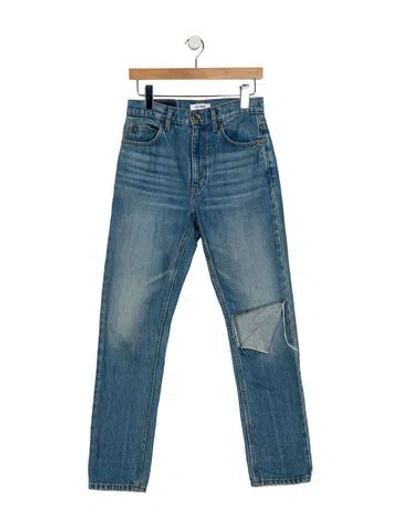 Pre-owned Re/done Mid-rise Straight Leg Jeans In Blue