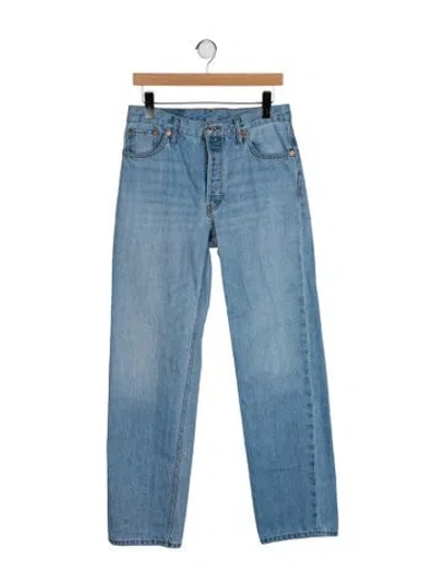 Pre-owned Re/done Mid-rise Straight Leg Jeans In Blue