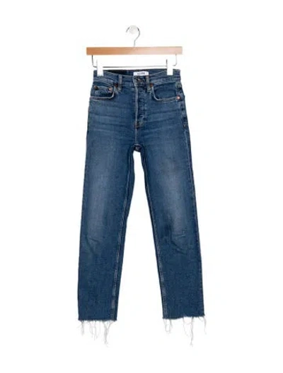 Pre-owned Re/done Mid-rise Straight Leg Jeans In Blue