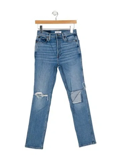 Pre-owned Re/done Mid-rise Straight Leg Jeans In Blue