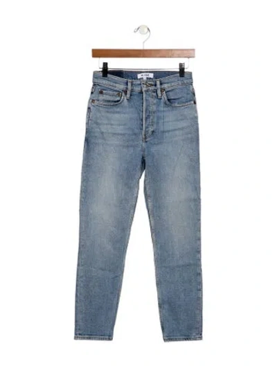 Pre-owned Re/done Mid-rise Straight Leg Jeans In Blue