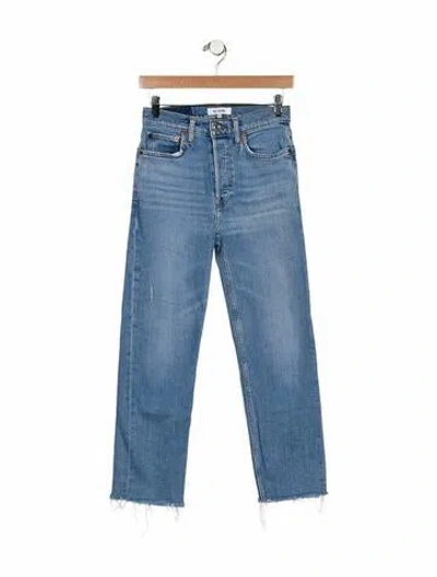 Pre-owned Re/done Mid-rise Straight Leg Jeans In Blue