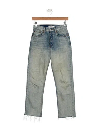 Pre-owned Re/done Mid-rise Straight Leg Jeans In Blue