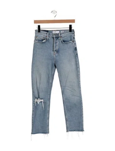 Pre-owned Re/done Mid-rise Straight Leg Jeans In Blue
