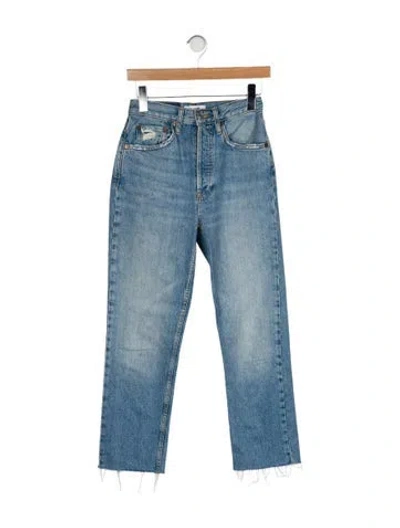 Pre-owned Re/done Mid-rise Straight Leg Jeans In Blue