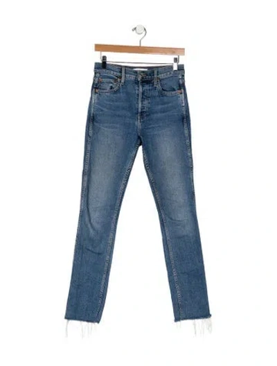Pre-owned Re/done Mid-rise Straight Leg Jeans In Blue