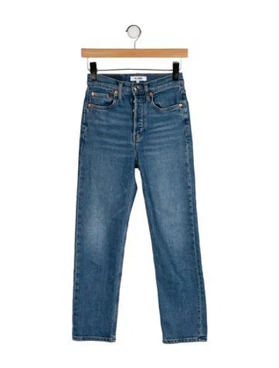 Pre-owned Re/done Mid-rise Straight Leg Jeans In Blue