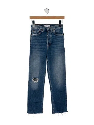 Pre-owned Re/done Mid-rise Straight Leg Jeans In Blue